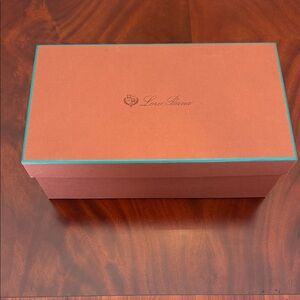 Loro Piana Terracotta Box with Teal Trim and tissue paper
